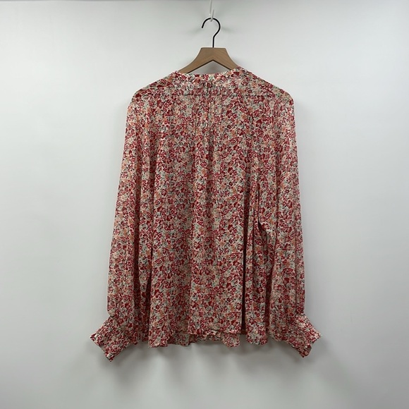 Torrid Floral Metallic Sheer Chiffon Button Down Long Sleeve Blouse Boho 2X - Picture 6 of 10